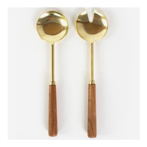 Ensemble de cuillères à salade en acier inoxydable style vintage avec manche en résine, couverts de cuisine pour cadeaux, gadget de cuisine tendance - Product Image 2