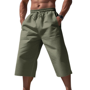 Pantalon en lin pour homme, pantalon de sport ample d'été, pantalon capri décontracté pour homme - Product Image 6