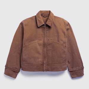 Custom Logo Streetwear Heavy <b>Canvas</b> <b>Jacket</b> Men's Vintage Washed Cotton <b>Work</b> Cargo <b>Jacket</b> Cropped Boxy Fit Casual Outerwear - Product Image 5