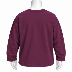 T-shirt à manches longues oversize Wine Reversed LS, effet vintage, 100% coton, épaules tombantes, coupe ample, streetwear décontracté pour homme - Product Image 2