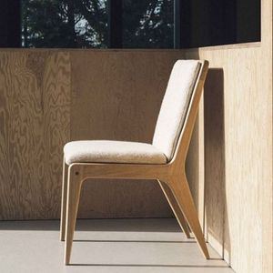Graceful Solid Teak Wood <b>Chair</b> with <b>Padded</b> Seat and Backrest Designed for Refined Comfort in Contemporary Interiors - Product Image 3