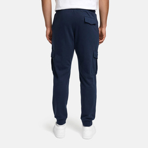 Pantalon de jogging cargo bleu marine pour homme, taille élastique avec cordon de serrage, décontracté, plusieurs poches, coton mi-lourd, idéal pour l'automne - Product Image 4