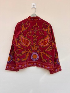 Wholesale Suzani Embroidered Velvet <b>Jacket</b> Handmade Floral Ethnic Bohemian Festival Coat for Women - Product Image 3