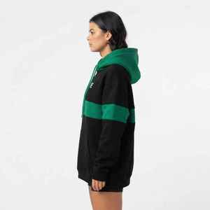 <b>Women</b> <b>Black</b> Green Color Block Oversized Hoodie Long Drop Shoulder Pullover Sweatshirt - Product Image 4