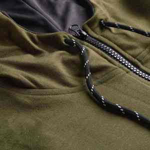 Men's Olive Green Full <b>Zip</b> <b>Hooded</b> Tracksuit Solid Color Long Sleeve Casual Sporty Breathable Polyester Cotton Pants Set Autumn - Product Image 4