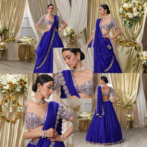 ชุดเลเฮนกา โจลี ดูปาตตา ผ้าจอร์เจตต์เนื้อหนัก ปักลายด้วยดิ้น ประดับด้วยงานตัดเย็บ ตกแต่งด้วยลายปักแบบโมเดิร์น เหมาะสำหรับงานปาร์ตี้ ความยาวระดับพื้น แห้งเร็ว - Product Image 2