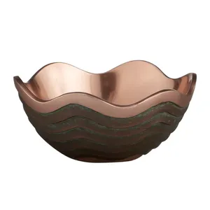 Modern Wavy Ceramic Decorative Bowl Handmade Polished Customized Round Solid Pattern Party Accessory - Product Image 1