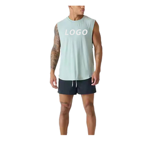 Camiseta sin mangas acanalada con cuello en V para hombre, chaleco liso básico, ropa deportiva formal para fitness - Product Image 1