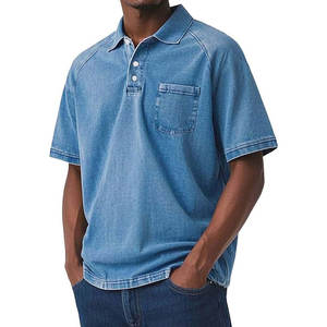 Chemises polo pour hommes, t-shirts à manches courtes, style vintage décontracté, lavées, avec poche, en coton léger et confortable - Product Image 1