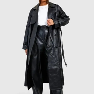Wholesale 2026 Winter New Belt style Fashion Extended Korean Long leather women's formal Women's Coat - Product Image 4