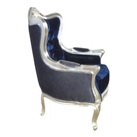 Silla de ala de reproducción antigua, sofá de estilo francés, sillón de madera de una plaza, silla de sala de estar para muebles europeos para el hogar