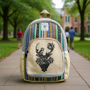 Sac à dos étudiant en coton et chanvre - Product Image 3