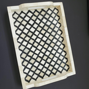 Bandeja de Servir de Madera Premium con Incrustaciones de Hueso, Diseño Tradicional con Patrón Geométrico para una Presentación Elegante en la Mesa de Comedor - Product Image 5