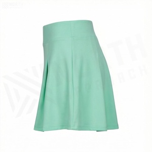 Women's Mint Green Pleated A-Line Mini <b>Skirt</b> <b>Elastic</b> Waist Breathable Sporty Style Solid Color All Seasons Wear - Product Image 3