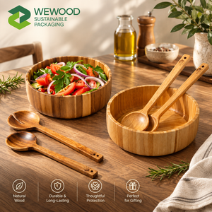 Juego de Tazones Ecológicos y Duraderos de Madera Natural y Bambú, Tazones Premium para Servir en el Hogar y Restaurantes - Product Image 1