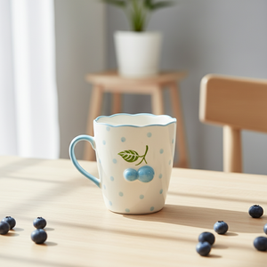 Taza de Porcelana Fina de Primera Calidad 3460987C-0.36, Nueva, con Estampado de Arándanos Claros y Puntos - Product Image 5