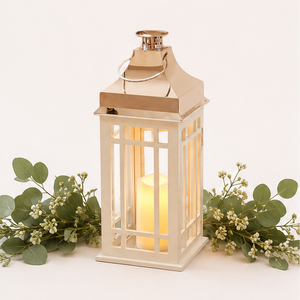 Farol de Madera Blanco Decorativo Vintage al por Mayor, Centro de Mesa Estilo Granja para Bodas y Decoración de Jardín - Product Image 6
