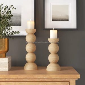Portavelas de madera de haya de vapor de buena calidad Natural, soporte votivo de madera exótico tradicional y moderno para decoración elegante del hogar - Product Image 3