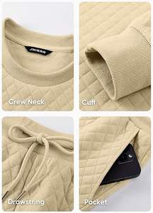 Ensemble de survêtement décontracté 2 pièces pour homme, style hip-hop, matelassé, avec sweat à capuche et pantalon de jogging, 100 % coton - Product Image 5