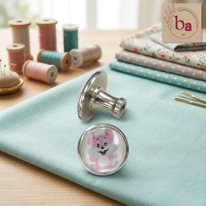 Ba Round Metal Furniture <b>Knob</b> With <b>Pink</b> Rabbit Design For Babies And Kids <b>Drawer</b> Handle - Product Image 4