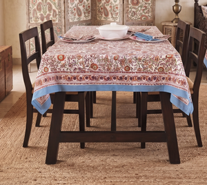 Mantel de mesa naranja con estampado de bloques, hecho a mano en algodón, para mesa de comedor, fabricante mayorista de la India. - Product Image 1