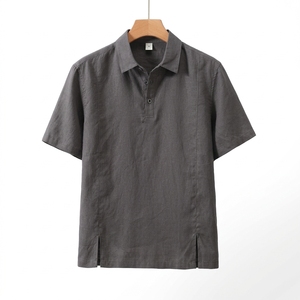 Chemise Homme en Lin 100% Style Italien, Couleur Unie, Vintage, Manches Courtes, Décontractée, pour Affaires, Fêtes et Vacances, Vente en Gros - Product Image 5