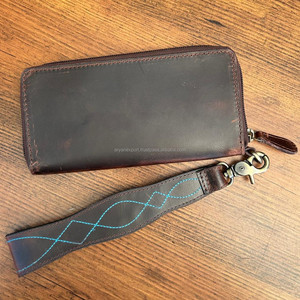 New Fashionable Trendy High Quality Durable <b>Boot</b> Stitch Genuine Leather Wristlet Wallet for <b>Women's</b> Card Holder Zipper Clutches - Product Image 6