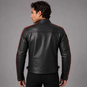 Chaqueta de Motociclismo para Hombre, Marca Ramaha, de Cuero Vacuno Genuino, con Protección de Nivel 2 CE y Soporte para la Espalda - Product Image 2