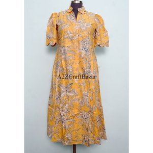 Robe longue artisanale en coton indien pour femmes et filles, imprimé floral, chemise de nuit maxi douce et confortable avec ceinture, vente en gros - Product Image 3
