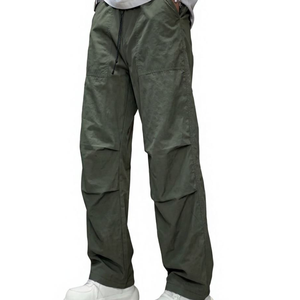 Pantalon cargo décontracté pour homme, coupe décontractée, multi-poches, jambe large mi-haute, en polyester, avec logo personnalisé, fabrication OEM, vente en gros en vrac - Product Image 5