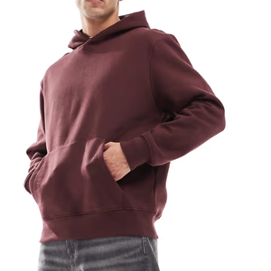 Sweat à capuche épais en molleton bouclette de coton OEM, coupe oversize pour homme, avec épaules tombantes, personnalisable - Product Image 6