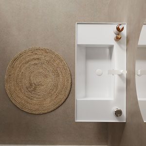36 \ "galleggiante bianco acrilico bagno lavabo integrato rubinetto a parete rettangolare lavello in legno naturale - Product Image 2