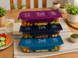 <b>Lunch</b> <b>Box</b> 3 Compartments Plastic Portable Detachable Lid Food Grade Material Children Cute Design Rectangle M Size - Product Image 5