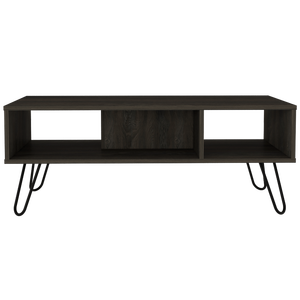 DEPOT E SHOP Tavolino da Caffè Vassel Espresso con Quattro Gambe e Due Ripiani - Product Image 3