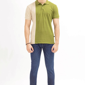 Chemise décontractée tricotée à manches courtes pour homme en coton/élasthanne anti-plis avec logo frontal et poche, coloris moutarde, noir, gris, fabriquée au Pakistan - Product Image 1