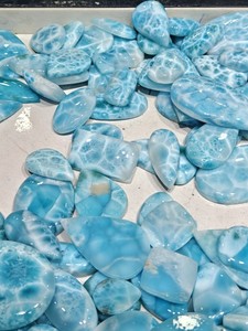 Perles cabochons en pierre précieuse Larimar naturelle, pierres bleues de la mer, pierres brutes pour la fabrication de bijoux, colliers, bracelets, fournitures de bricolage - Product Image 4