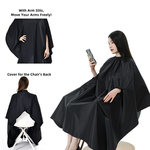 ผ้าคลุมตัดผมไนลอนซาตินแบบปรับเอวได้ กันน้ำ เป็นมิตรกับสิ่งแวดล้อม พร้อมโลโก้สั่งทำ สำหรับร้านเสริมสวย - Product Image 4