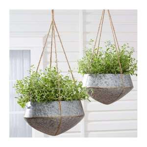 Maceta Colgante Moderna de Metal Galvanizado con Diseño de Diamantes, Porta Macetas Rústico Plateado para Pared, Balcón, Interior/Exterior, Decoración para Hogar y Jardín - Product Image 1