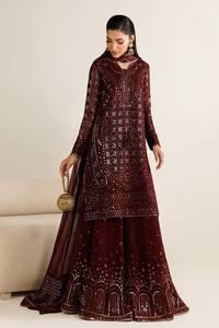 Élégant Salwar Kameez en Chiffon Brodé Marron pour Femme, Longueur Cheville, Tenue Traditionnelle Indienne et Pakistanaise pour Mariage, Coupe Ample - Product Image 4