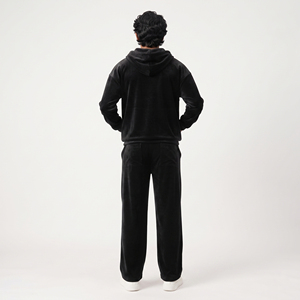 Conjunto de chándal de terciopelo con capucha para hombre, cremallera completa, pantalones de chándal de ajuste holgado, conjunto de jogger, ropa casual de invierno, 100% algodón polar, conjunto oversize - Product Image 2