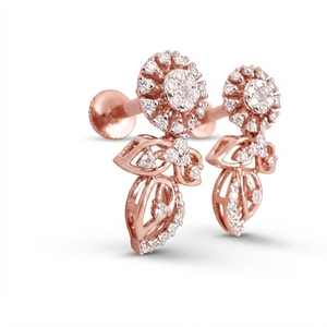 Women's Round Brilliant Cut Lab Grown Diamond <b>Stud</b> <b>Earrings</b> | 9K Rose Gold | IGI Certified | Wedding & Party Gift - Product Image 3