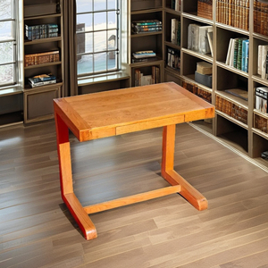 Bureau d'ordinateur moderne simple en forme de C, bureau d'étude pour la maison, table incurvée en bois de chêne blanc avec tiroir, gain de place - Product Image 1