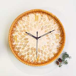 Décorations murales pour la maison, horloges suspendues en rotin tressé à la main, cadres d'horloges naturels, prix bas - Product Image 6