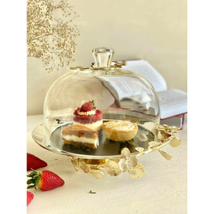 Supports à gâteaux simples en métal avec couvercle en verre, qualité supérieure, présentoir rond pour desserts, fournitures pour gâteaux de mariage et d'anniversaire à domicile - Product Image 5