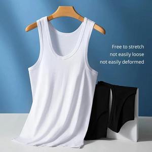<b>Men</b> Slimming Body Shaper <b>Vest</b> Stringer <b>Compression</b> Tank Top Undershirt Sleeveless Crew Neck Breathable Polyester/Cotton - Product Image 4