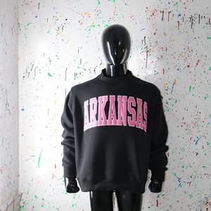 ARKANSAS BLACK <b>Mock</b> <b>Neck</b> Sweatshirt 100% PINK Applique Embroidery wide <b>neck</b> Sweatshirt Finer Threads - Product Image 6