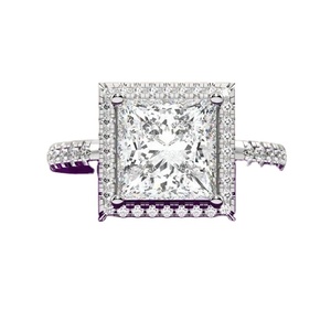 Anillo de compromiso de diamante moissanita de corte princesa, anillo personalizado de Plata de Ley 925 y otras joyas de diamantes - Product Image 1