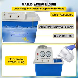 Bomba de Vacío de Circulación de Agua de Acero Inoxidable de 180W 110V Multiusos para Laboratorio, 15L, Anticorrosión, 2 Grifos de Gas para Evaporador Rotatorio - Product Image 5