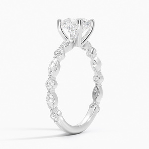 Anillo BOJ 012 con Corte Cojín, Plata 925, Aguamarina, Tres Cuartos de Cobertura, Anillo de Diamantes de 2ct, Color D, VVS1, Moissanita, Certificado GRA - Product Image 3