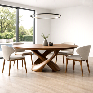 Mesa de Comedor Redonda de Madera Sólida de Lujo para Exteriores, Pieza Destacada para Proyectos Hoteleros de Alta Gama - Product Image 1